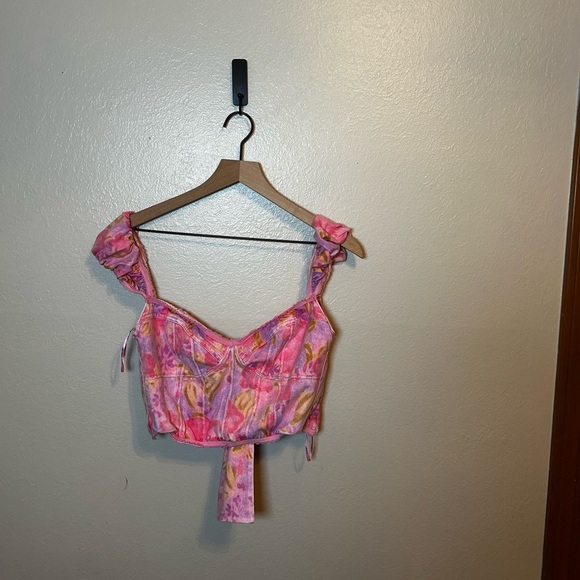 Free People‎ Crop Top and Bike Shorts Floral 2-piece Matching Set - Picture 6 of 11